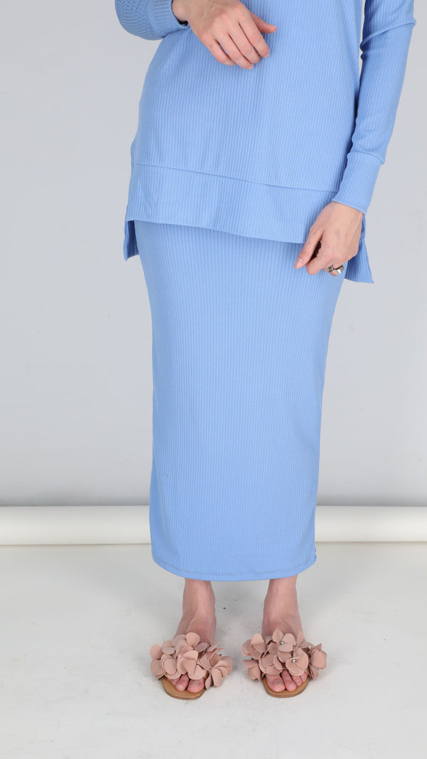 Ribbed Skirt / Blue