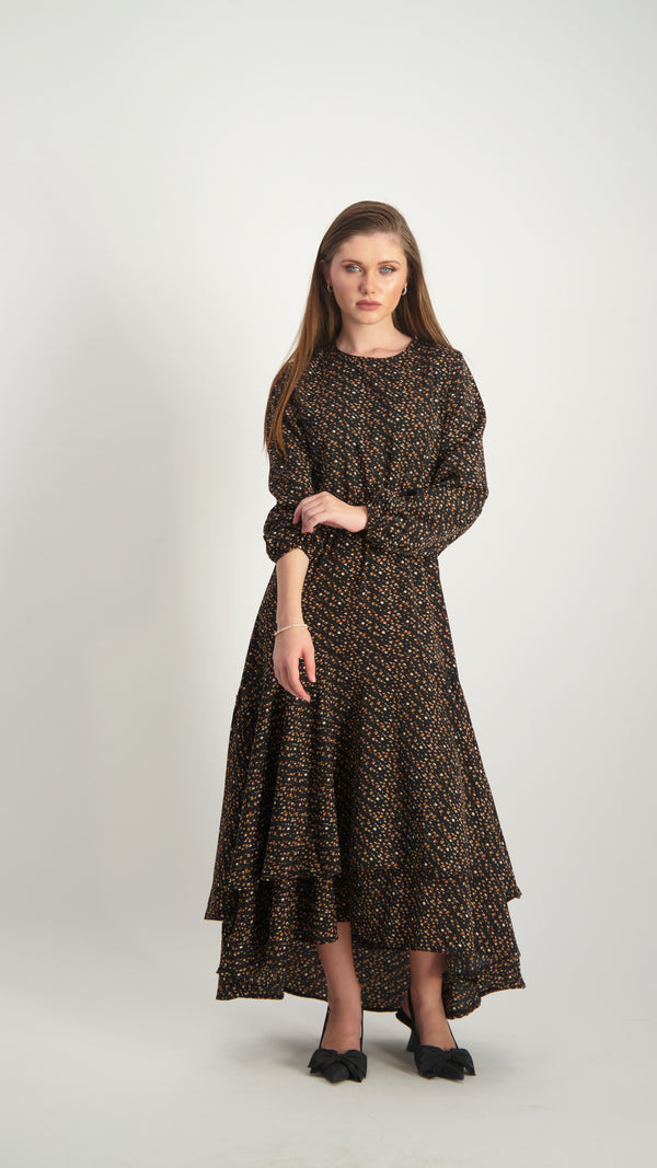 Ruffle Layers Dress / Brown Point