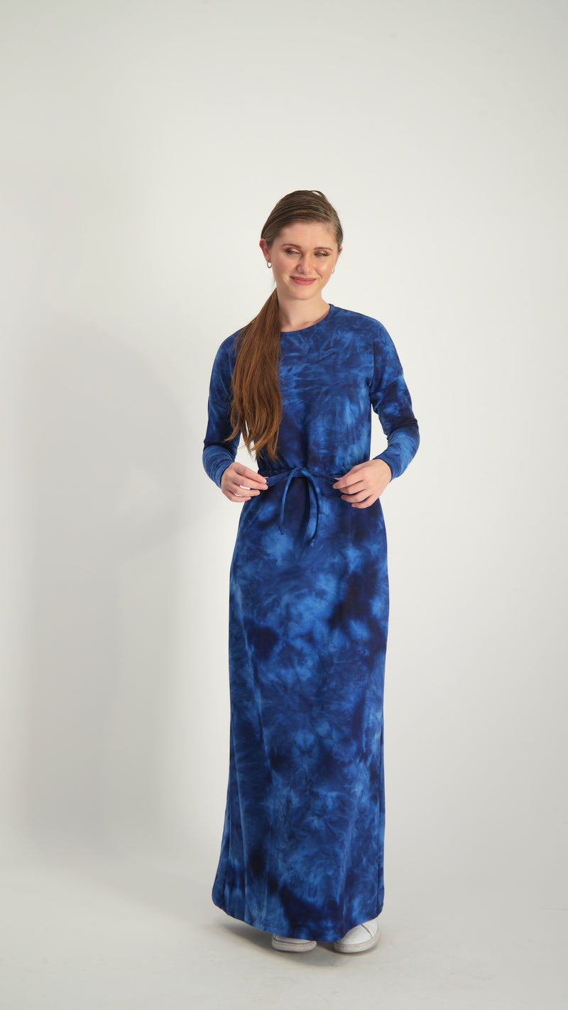 Belted Dress / Blue Tie Dye