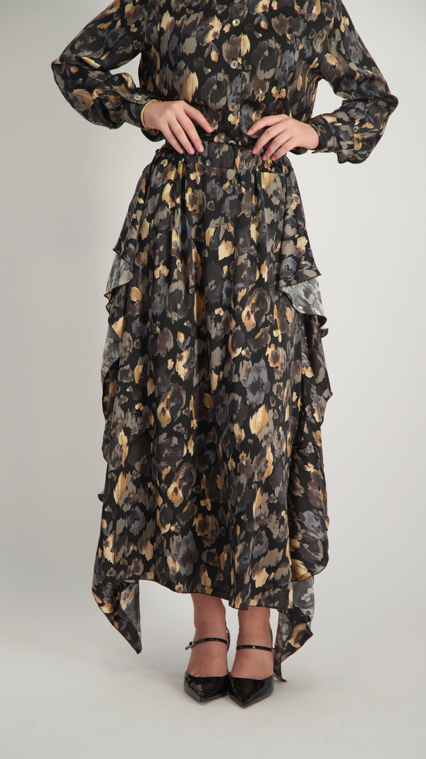 Elegant Maxi Skirt / Grey Lopard