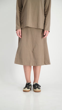 Cotton A-line Skirt / Brown