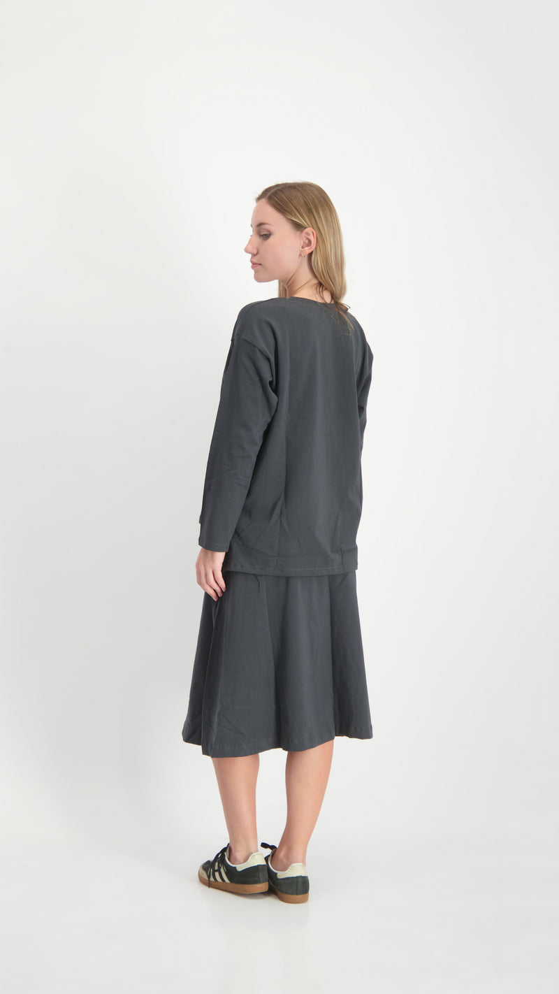 Cotton A-line Skirt / Grey