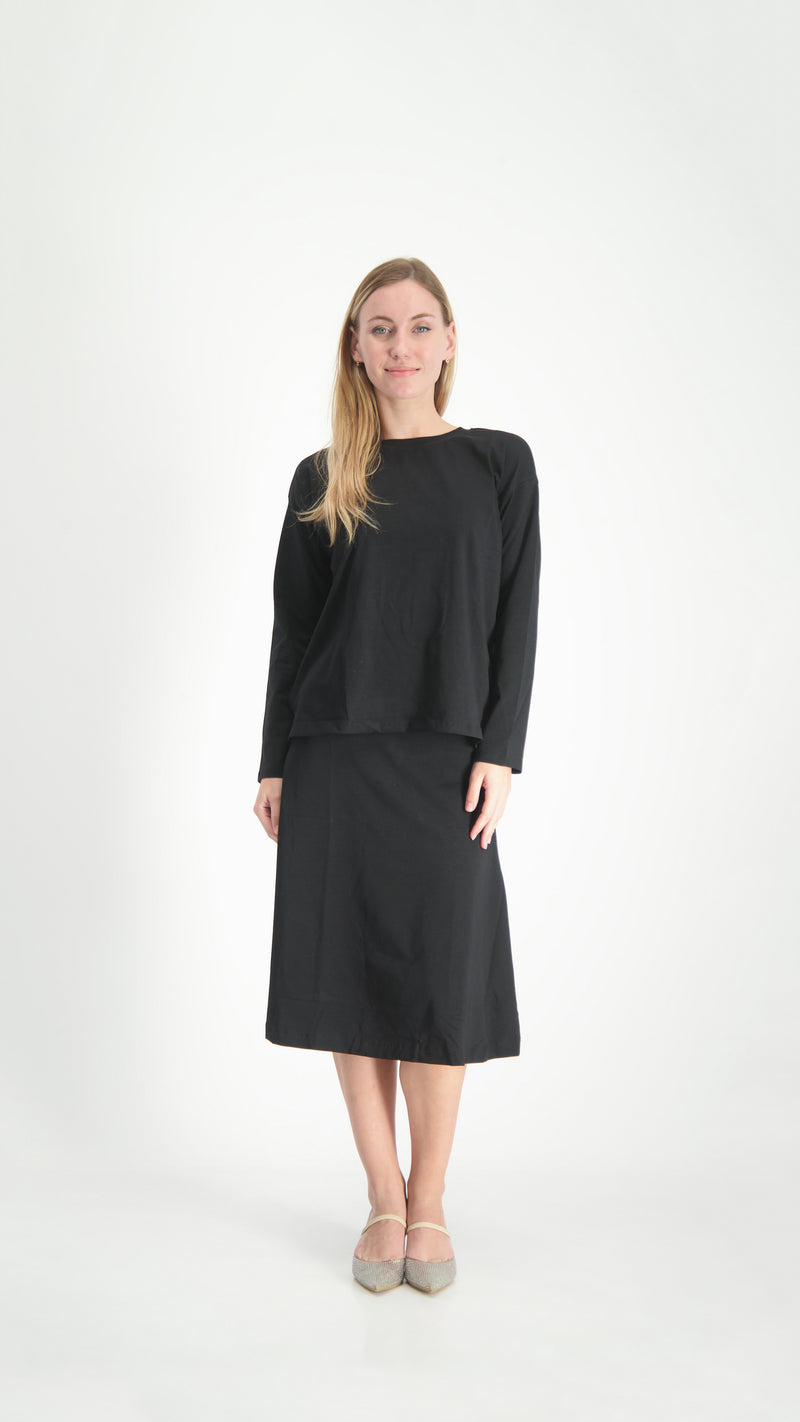 Cotton A-line Skirt / Black