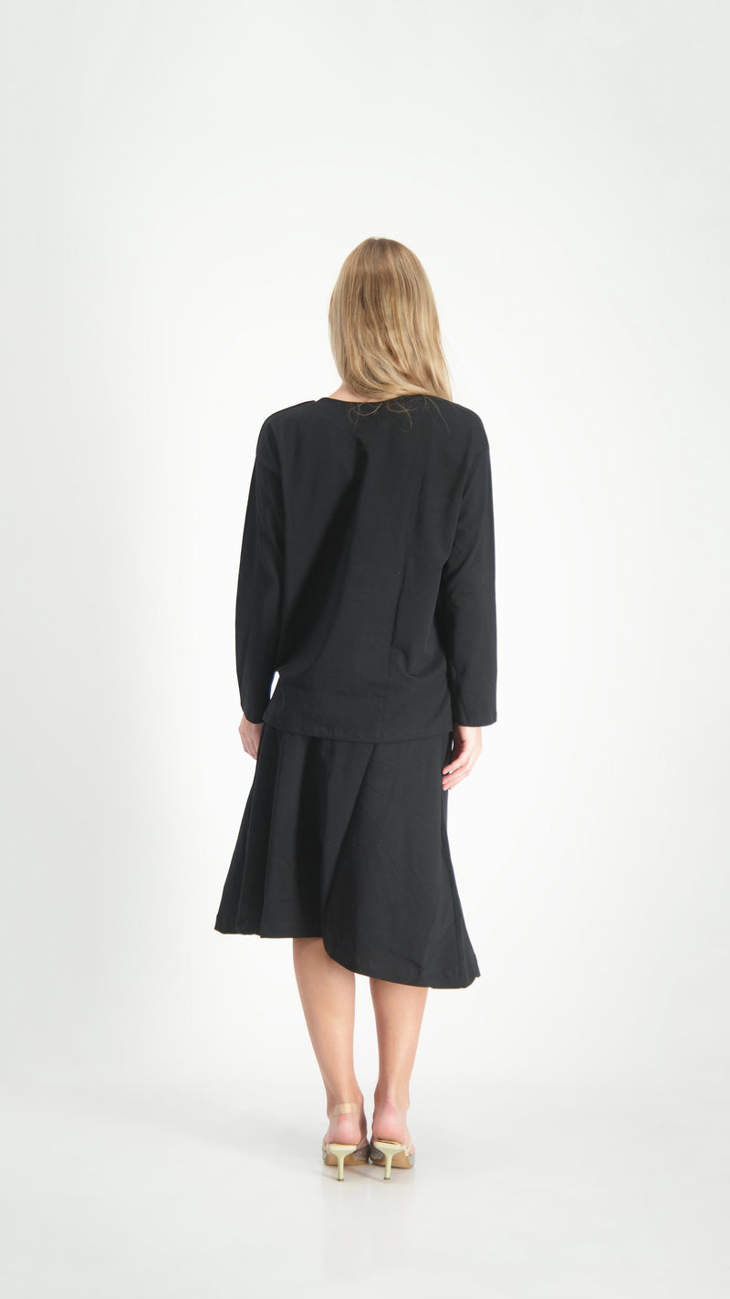 Cotton A-line Skirt / Black