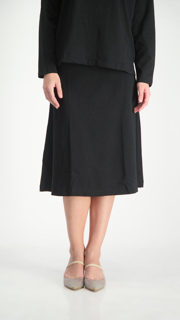 Cotton A-line Skirt / Black