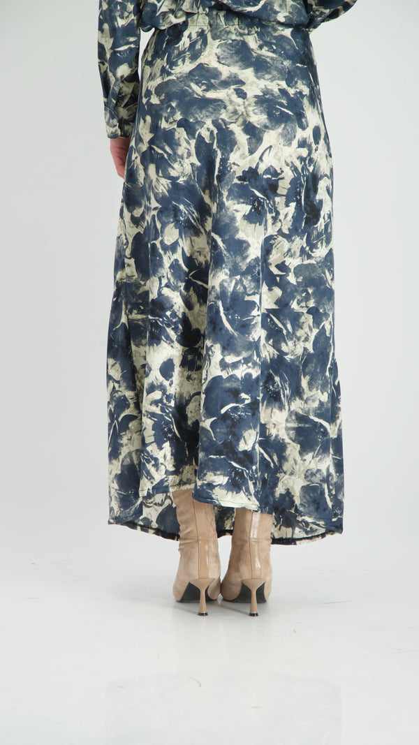 Elegant Maxi Skirt / Navy Tie Dye