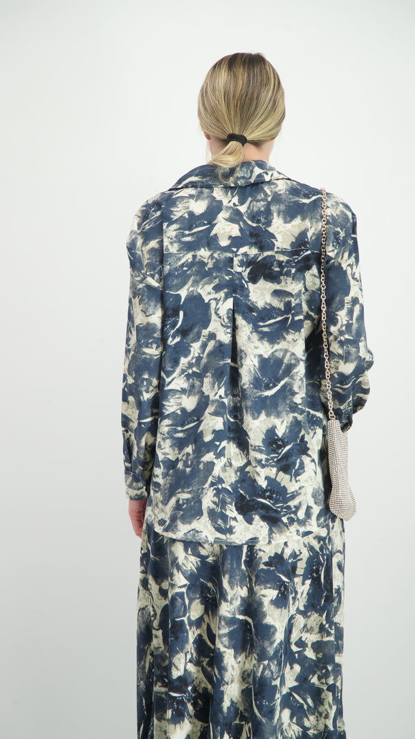 Elegant Button Shirt / Navy Tie Dye