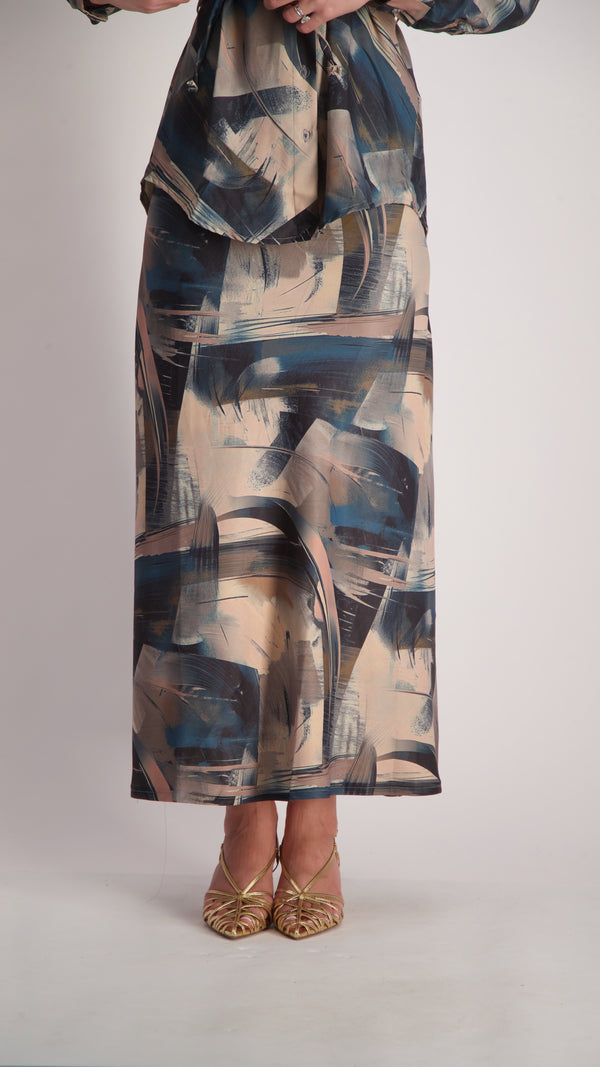 Elegant Maxi Skirt / Blue Splash