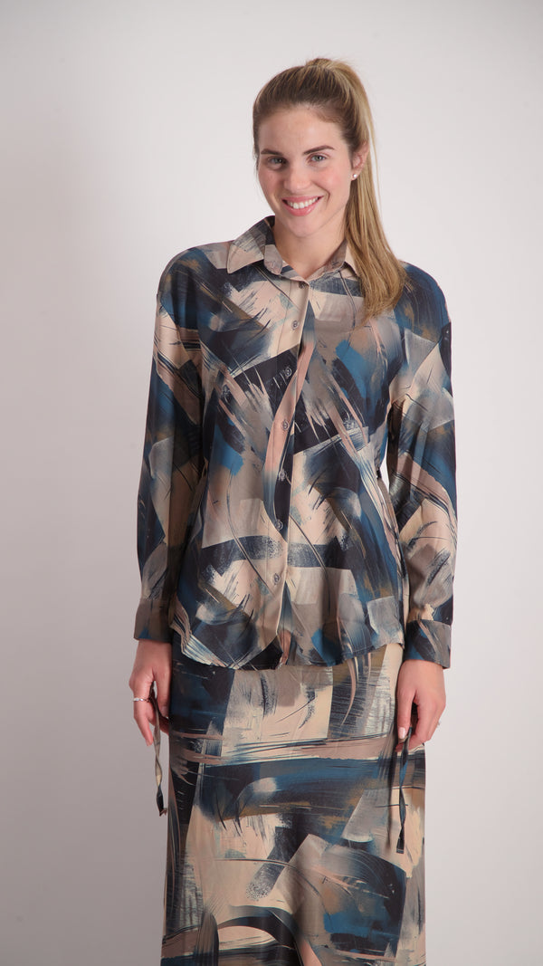 Elegant Button Shirt / Blue Splash