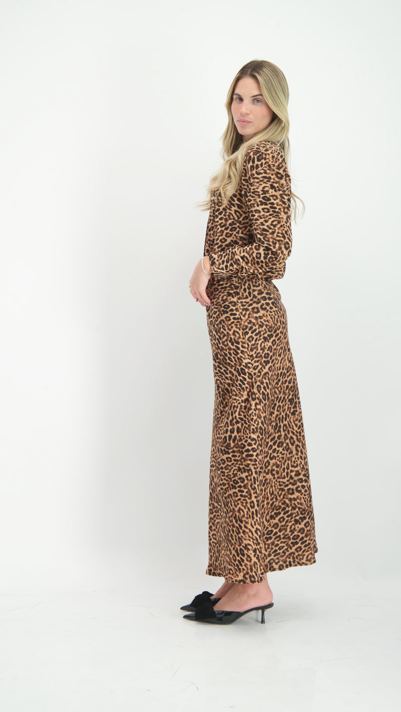 Elegant Maxi Skirt / Leopard / חצאית