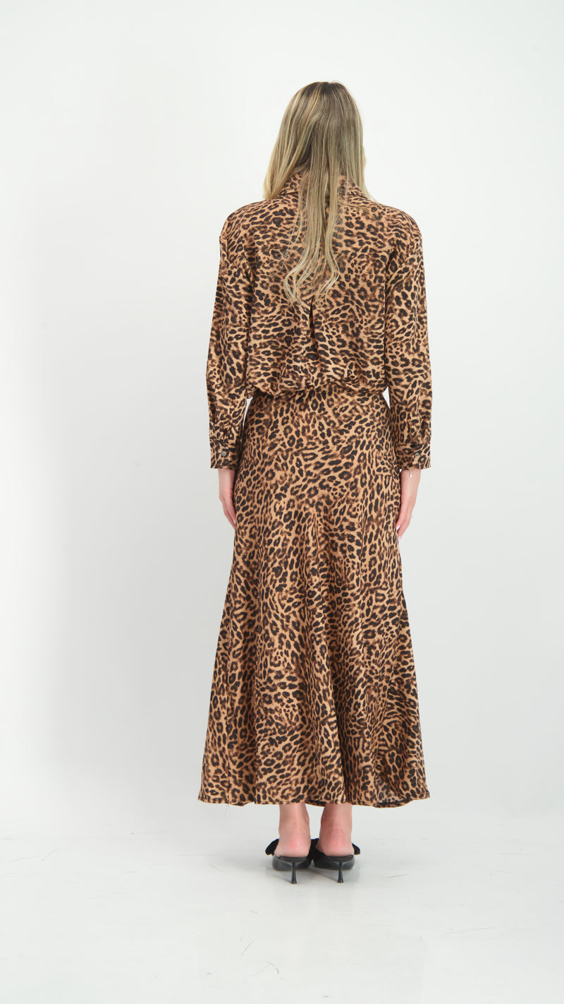 Elegant Maxi Skirt / Leopard / חצאית