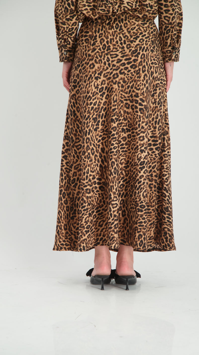 Elegant Maxi Skirt / Leopard / חצאית