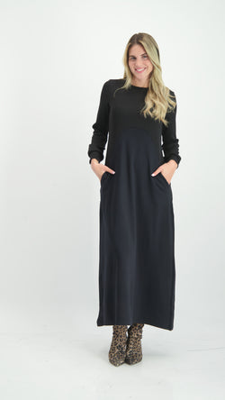 Maxi Waisted Dress / Black