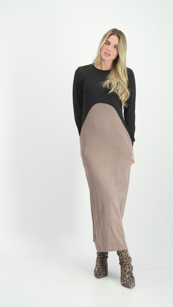 Maxi Waisted Dress / Brown