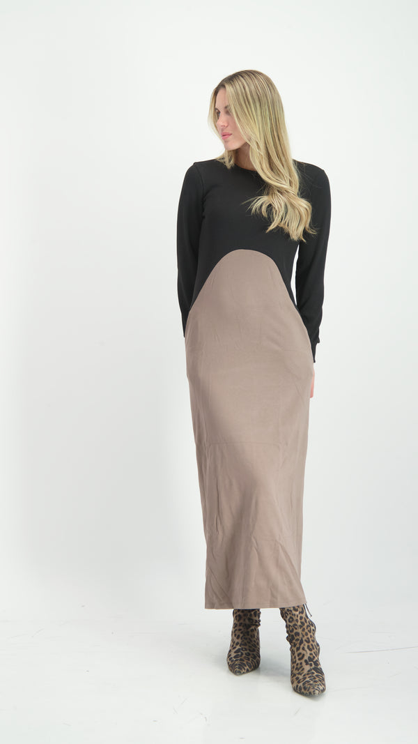 Maxi Waisted Dress / Brown