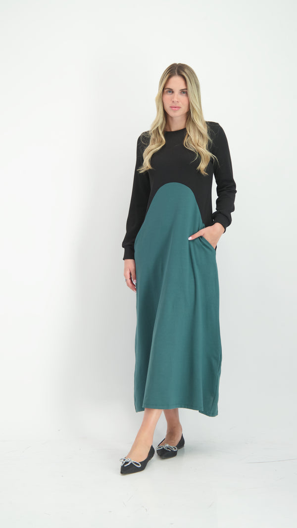 Maxi Waisted Dress / Green