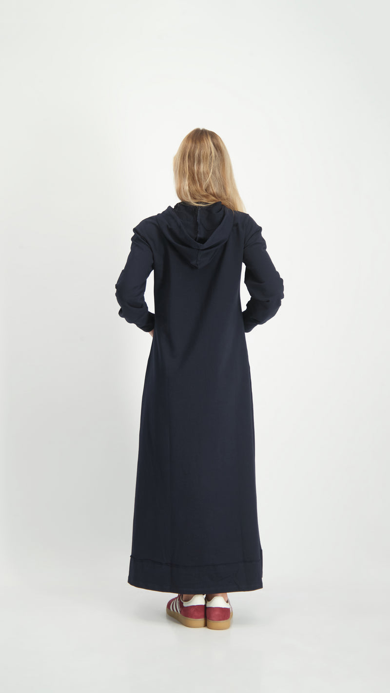 Hoodie Dress With Zipper / Navy