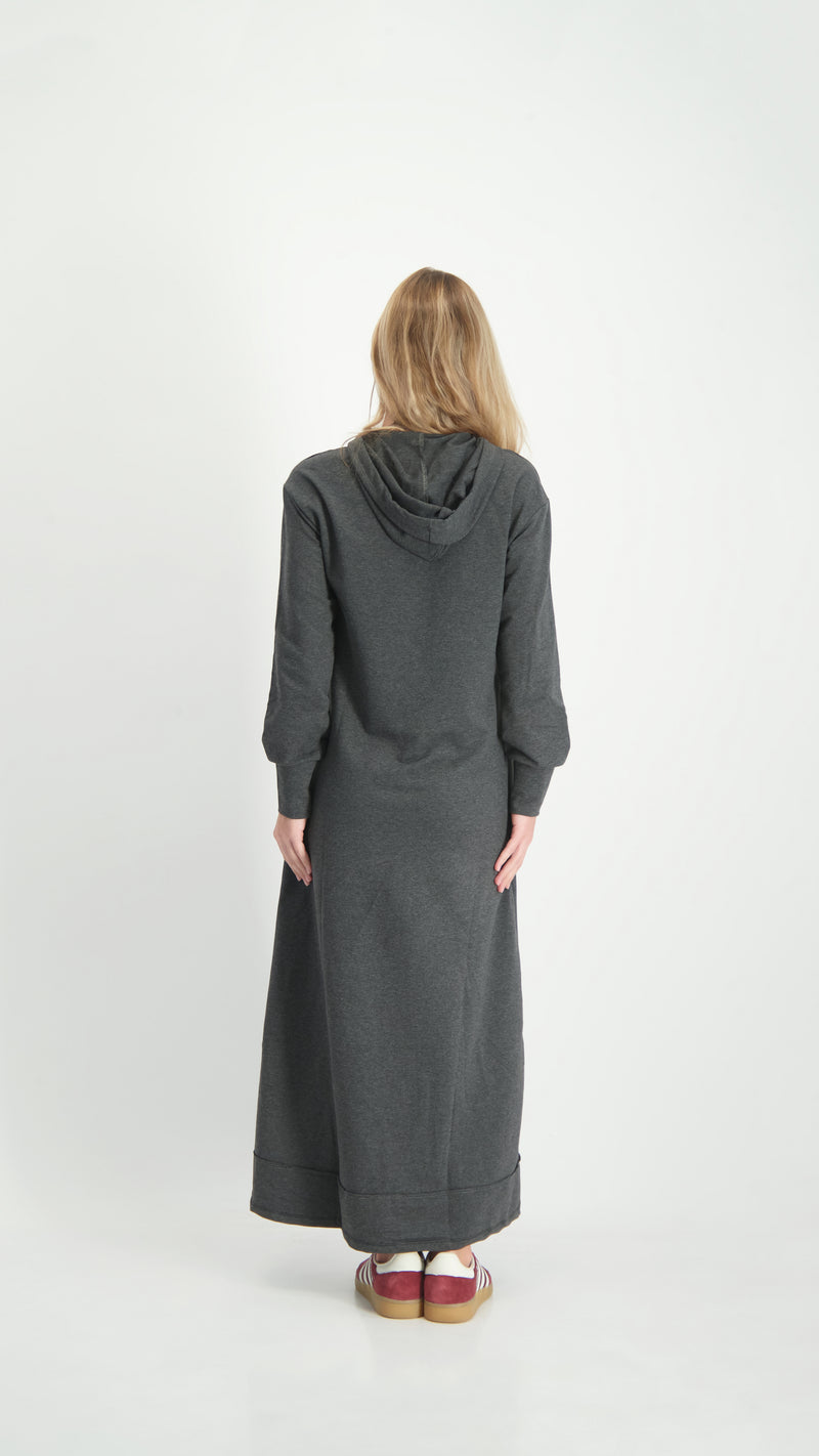 Hoodie Dress With Zipper / Charcoal