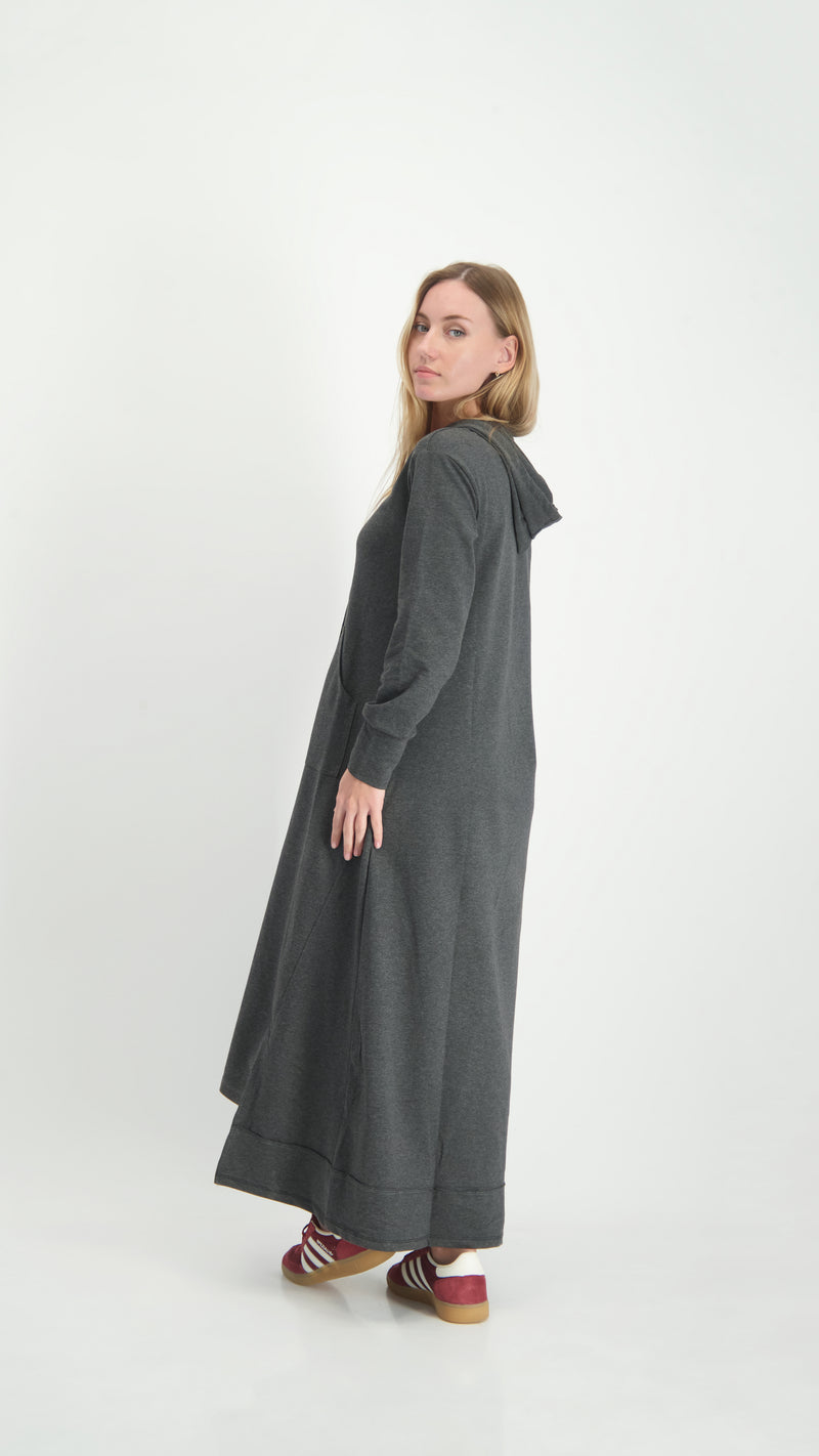 Hoodie Dress With Zipper / Charcoal