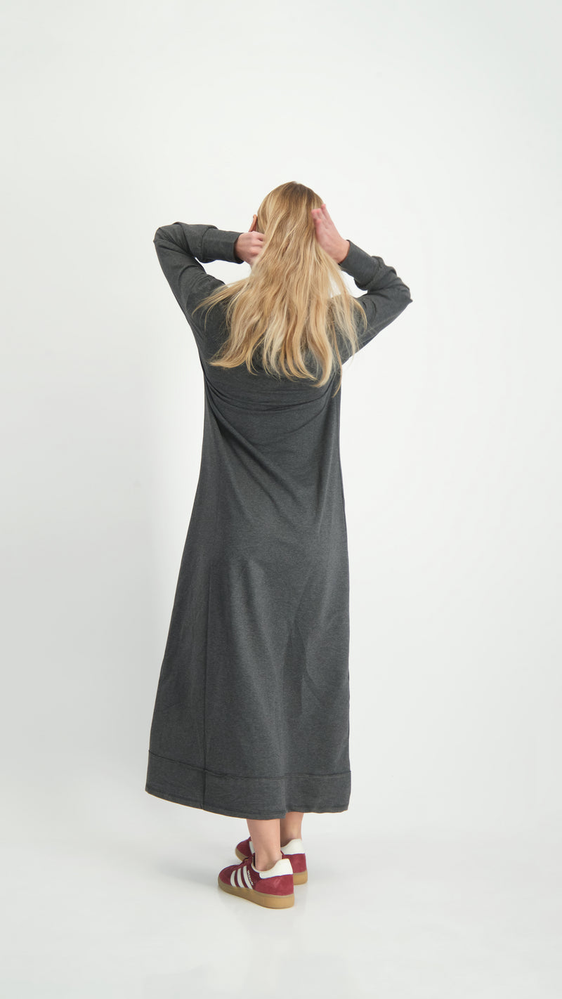 Hoodie Dress With Zipper / Charcoal