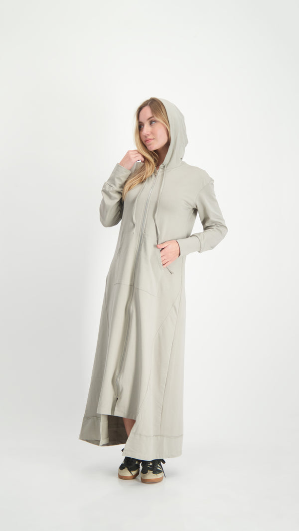 Hoodie Dress With Zipper / Brown