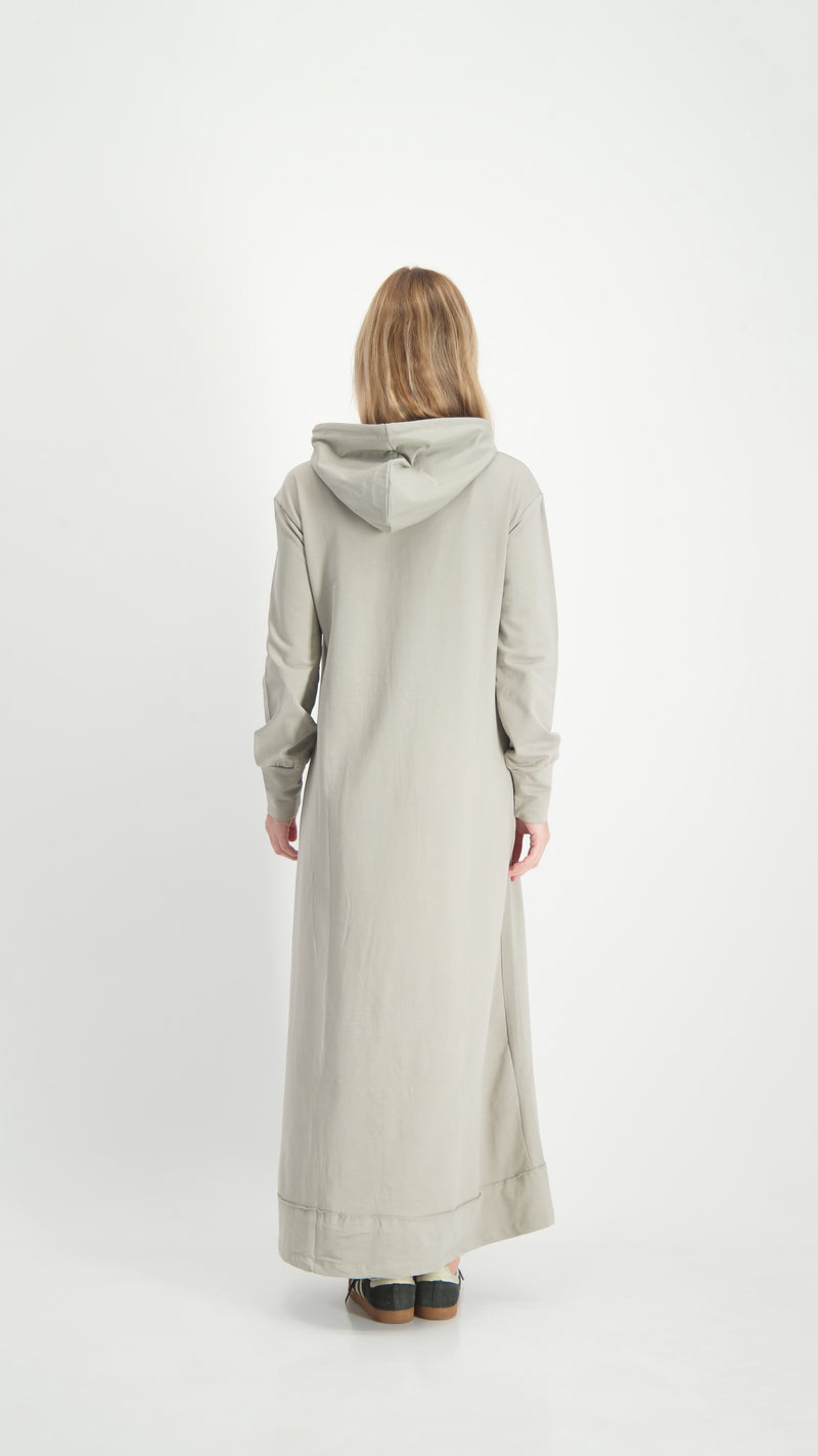 Hoodie Dress With Zipper / Beige