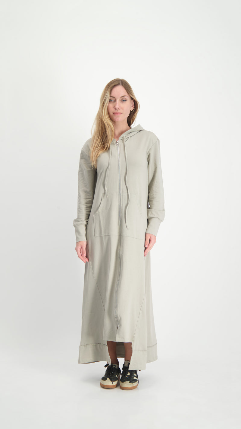 Hoodie Dress With Zipper / Beige