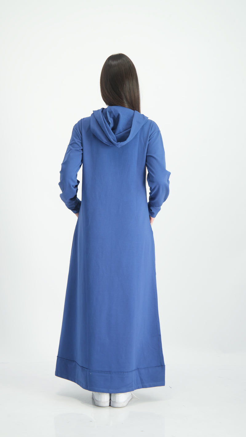 Hoodie Dress With Zipper / Blue