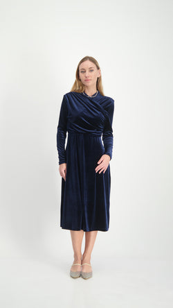 Velvet Sheath Dress / Navy