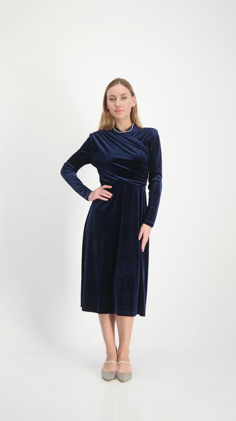 Velvet Sheath Dress / Navy