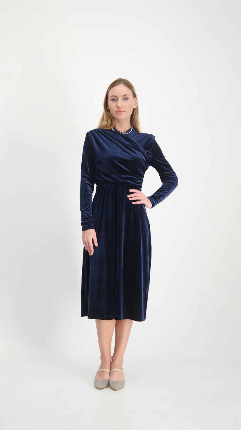 Velvet Sheath Dress / Navy