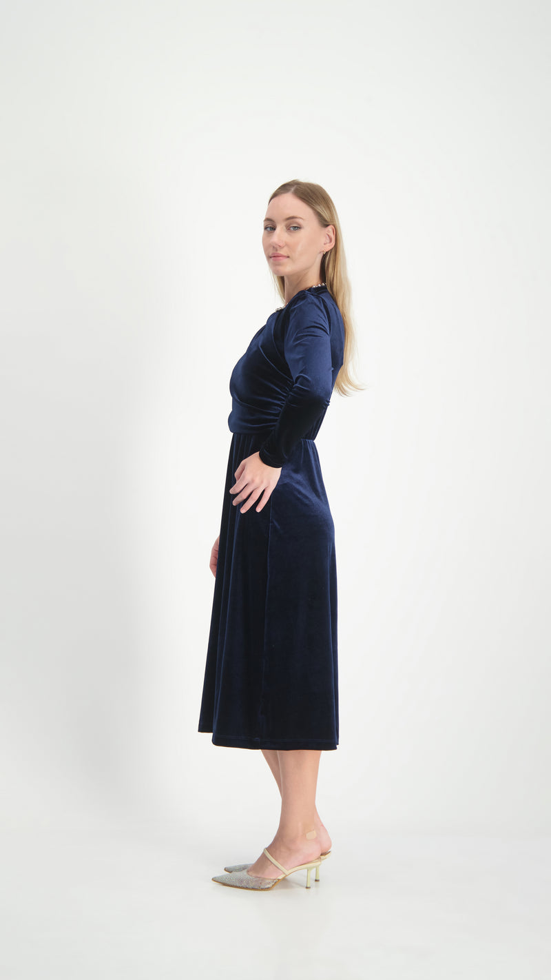 Velvet Sheath Dress / Navy