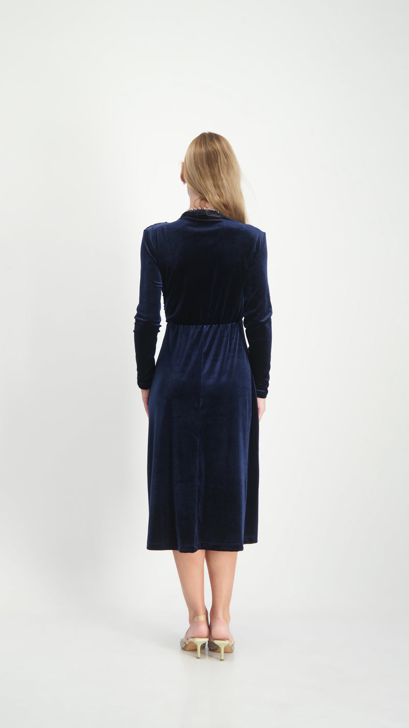 Velvet Sheath Dress / Navy