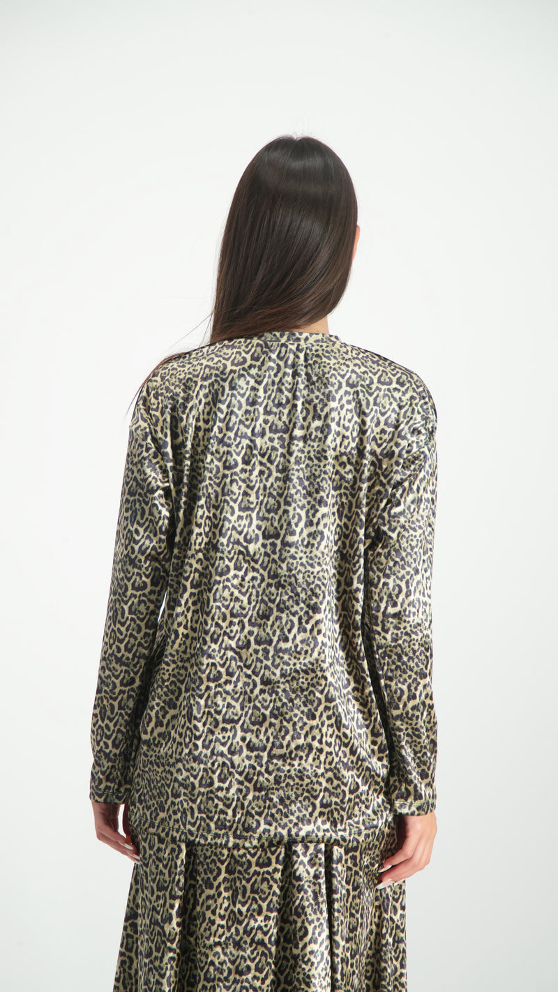 Velvet T-Shirt / Beige Leopard