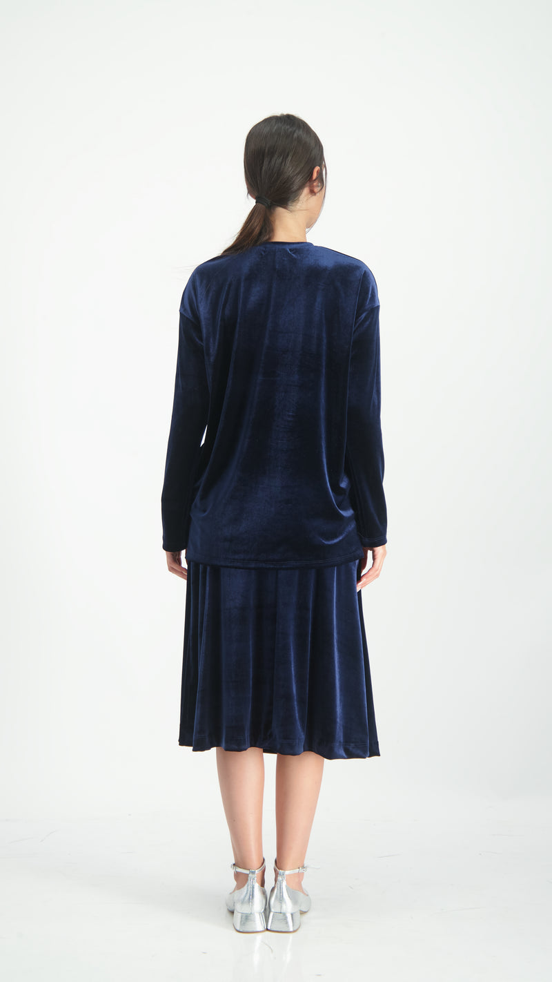 Velvet A-Line Skirt / Navy