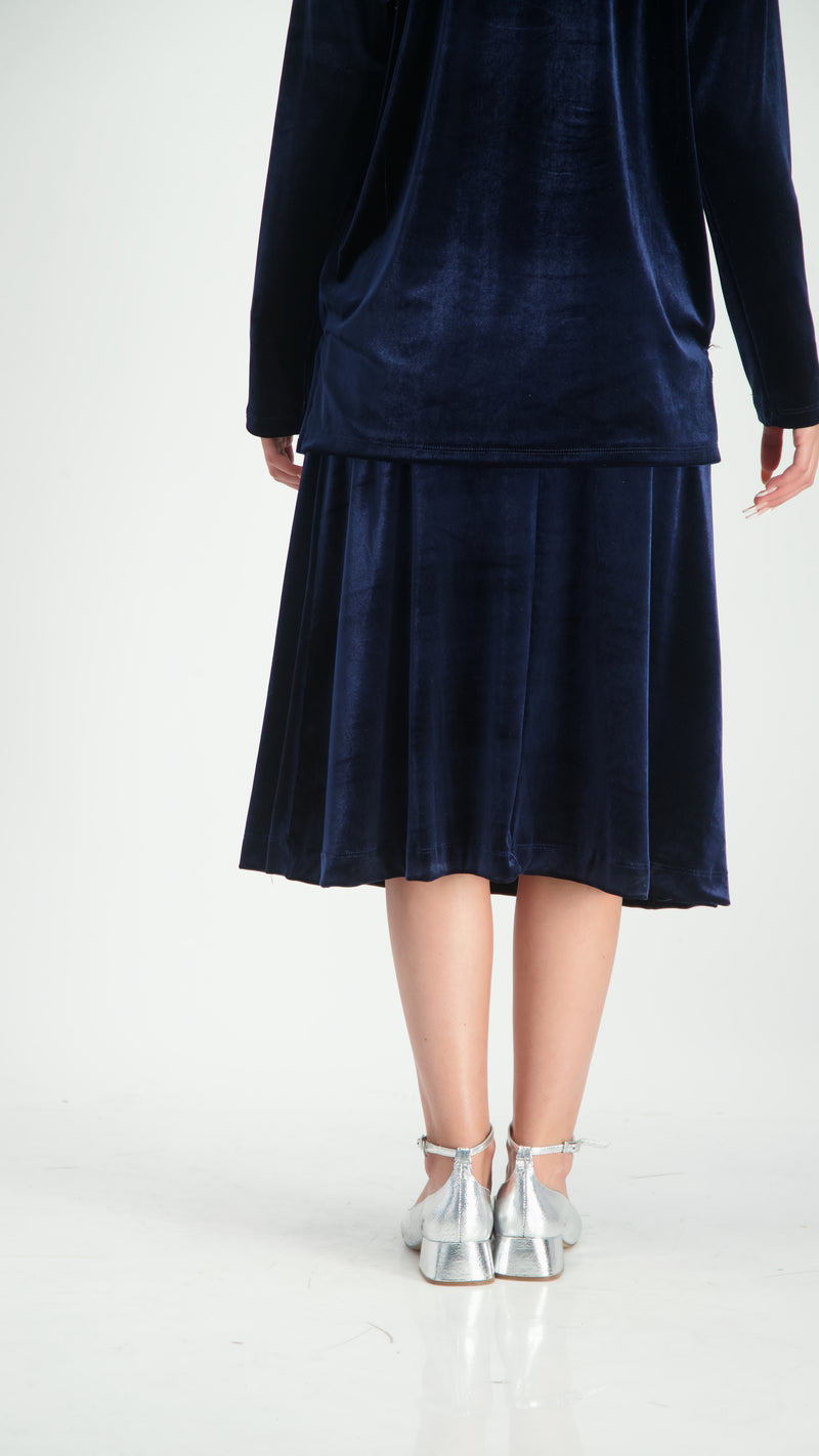 Velvet A-Line Skirt / Navy