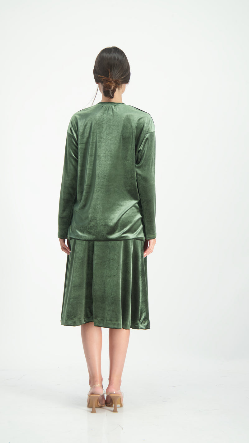 Velvet A-Line Skirt / Olive