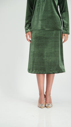 Velvet A-Line Skirt / Olive