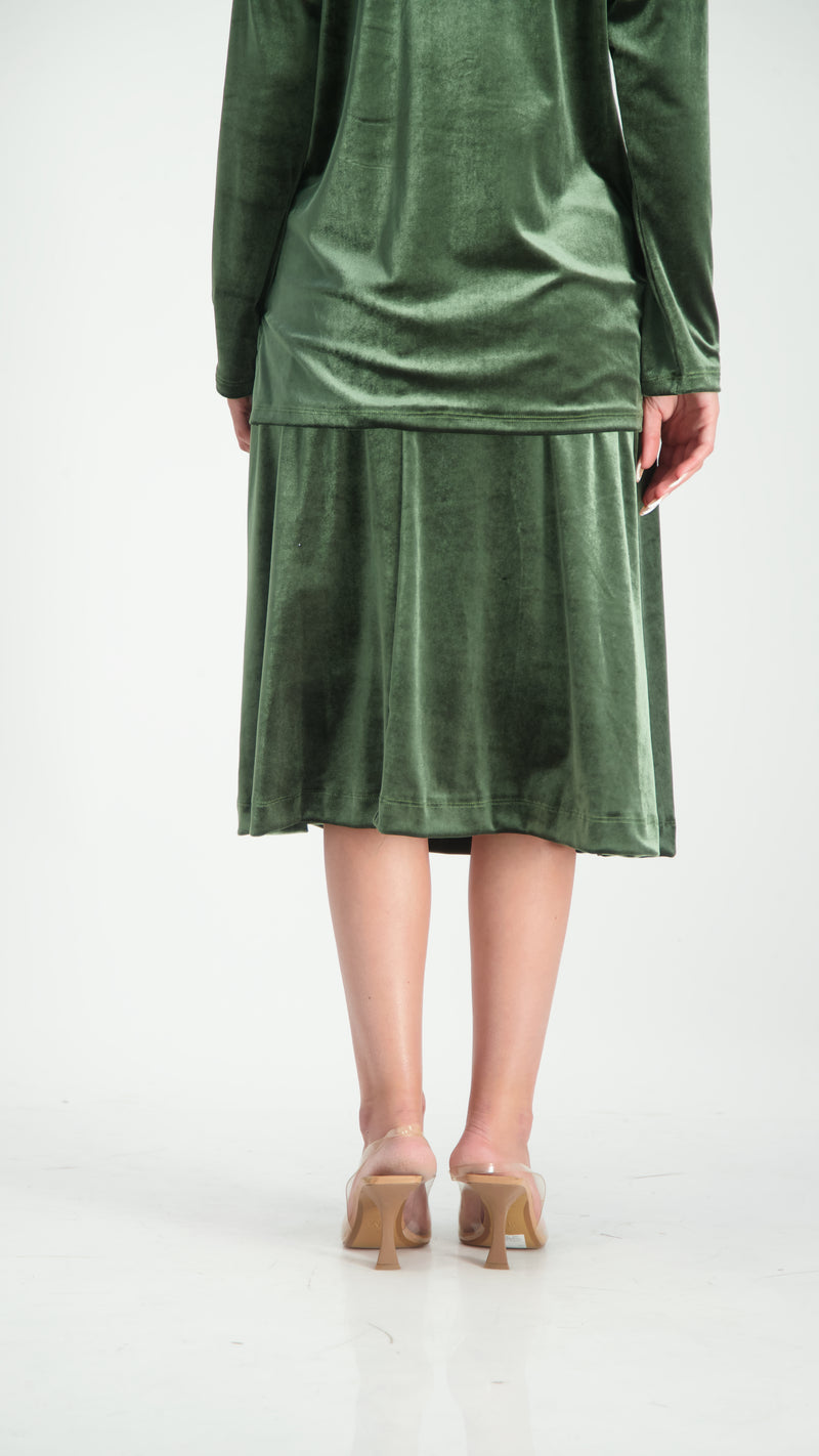 Velvet A-Line Skirt / Olive