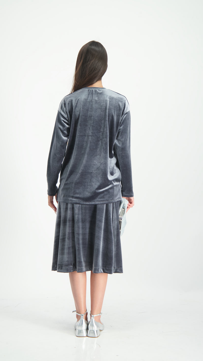 Velvet A-Line Skirt / Grey