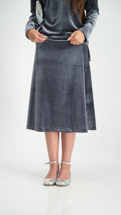 Velvet A-Line Skirt / Grey