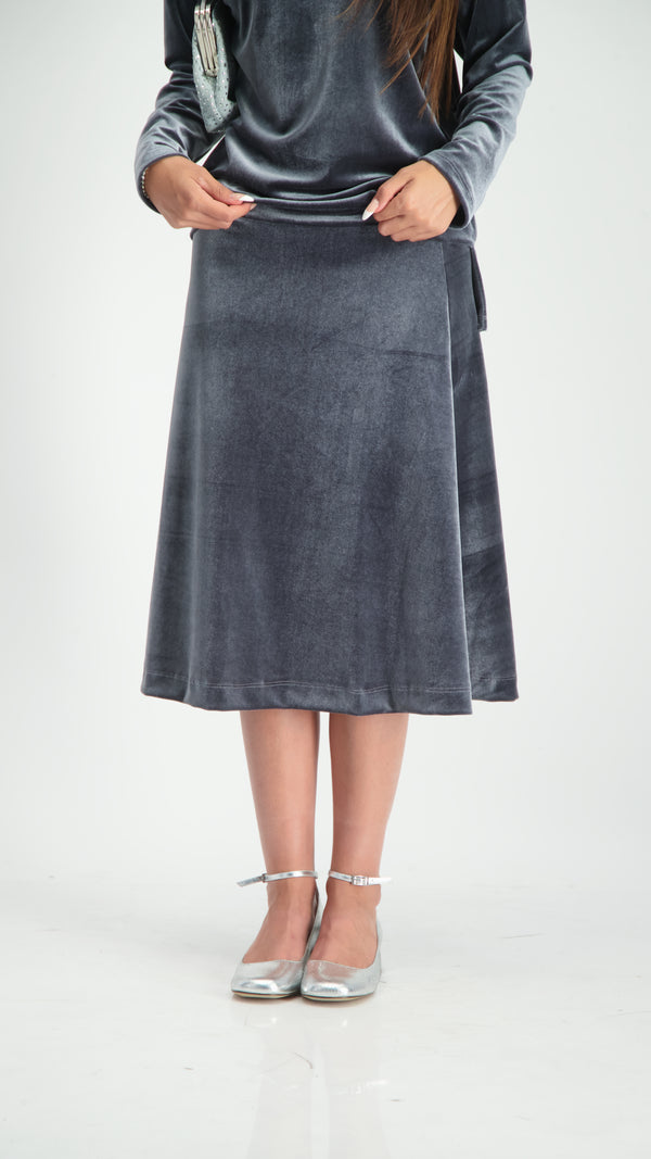 Velvet A-Line Skirt / Grey