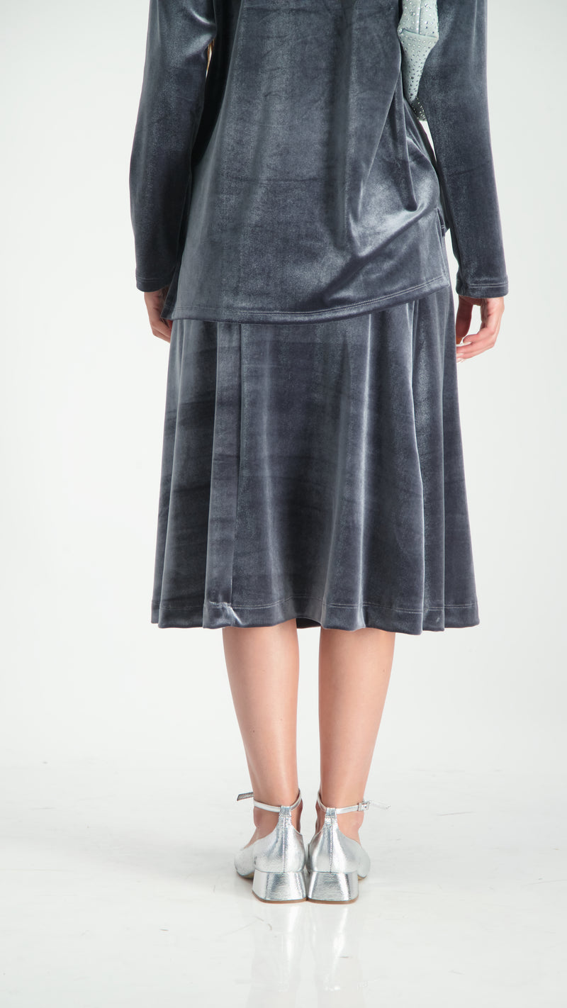 Velvet A-Line Skirt / Grey