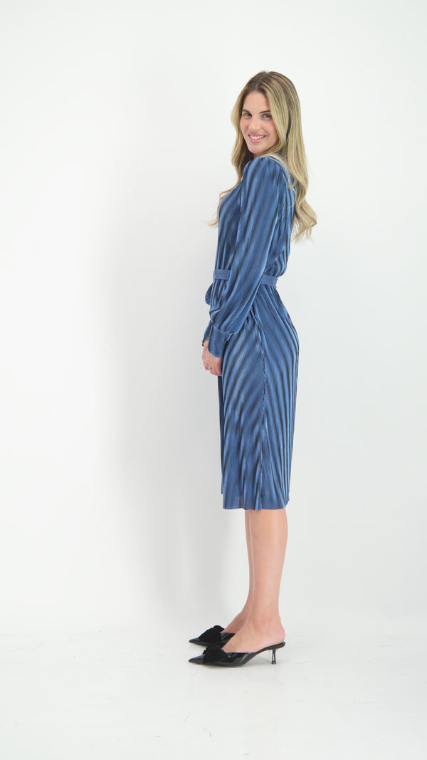 A-line Plisse Dress / Blue