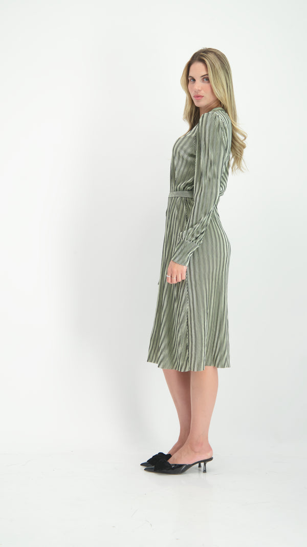 A-line Plisse Dress / Green