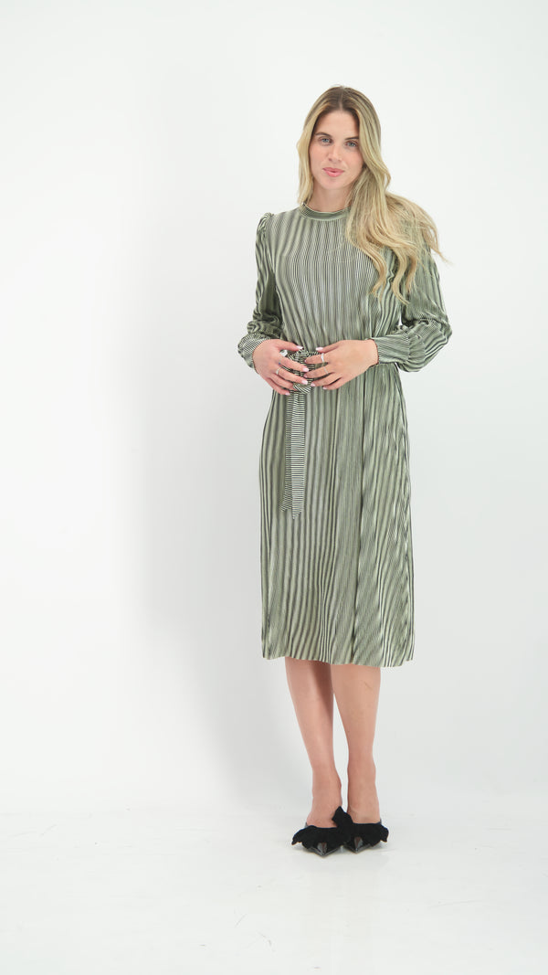 A-line Plisse Dress / Green