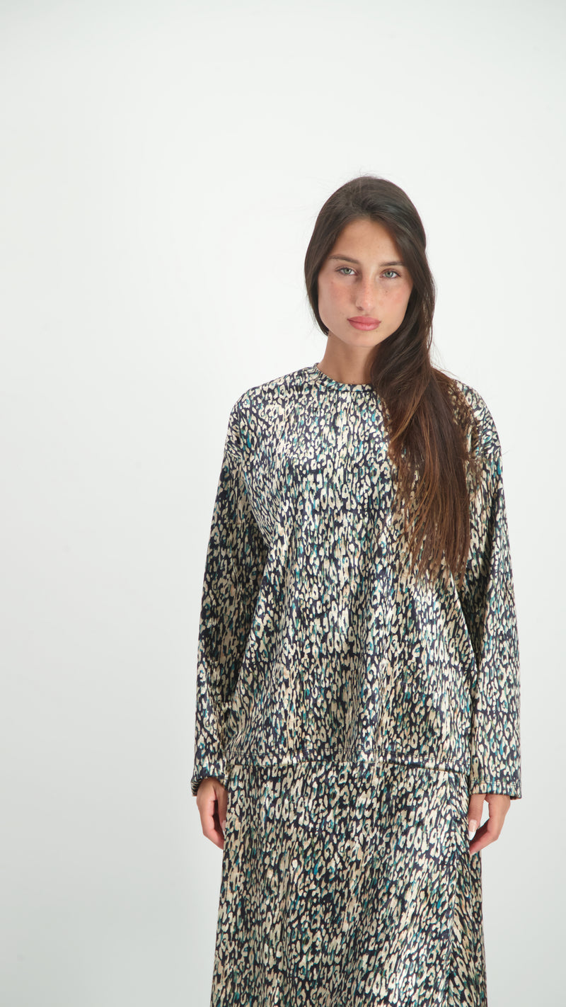 Velvet T-Shirt / Blue Leopard