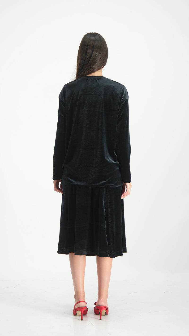 Velvet A-Line Skirt / Black