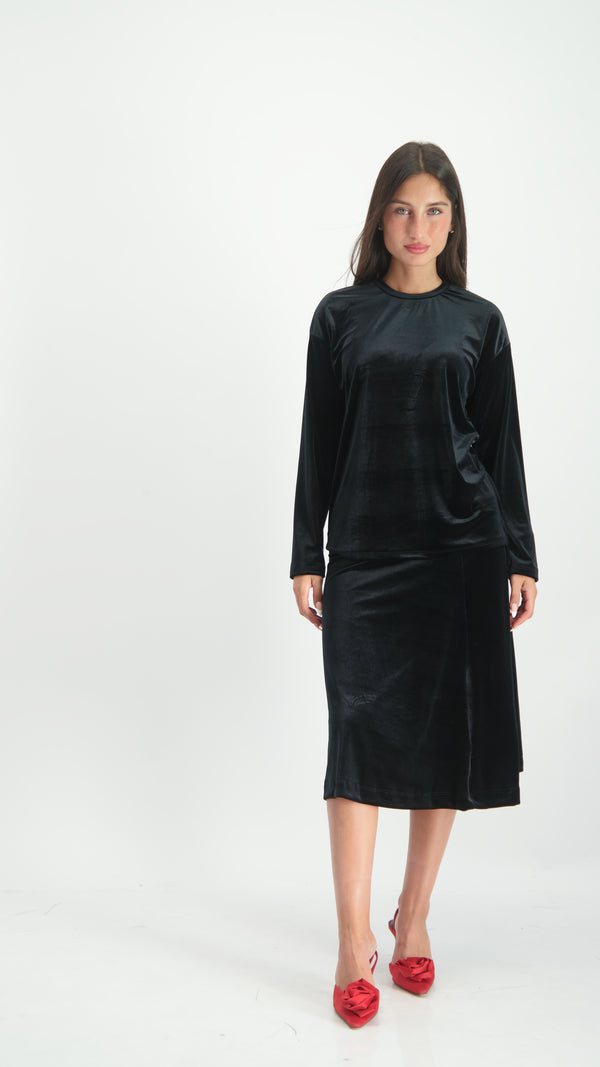 Velvet A-Line Skirt / Black