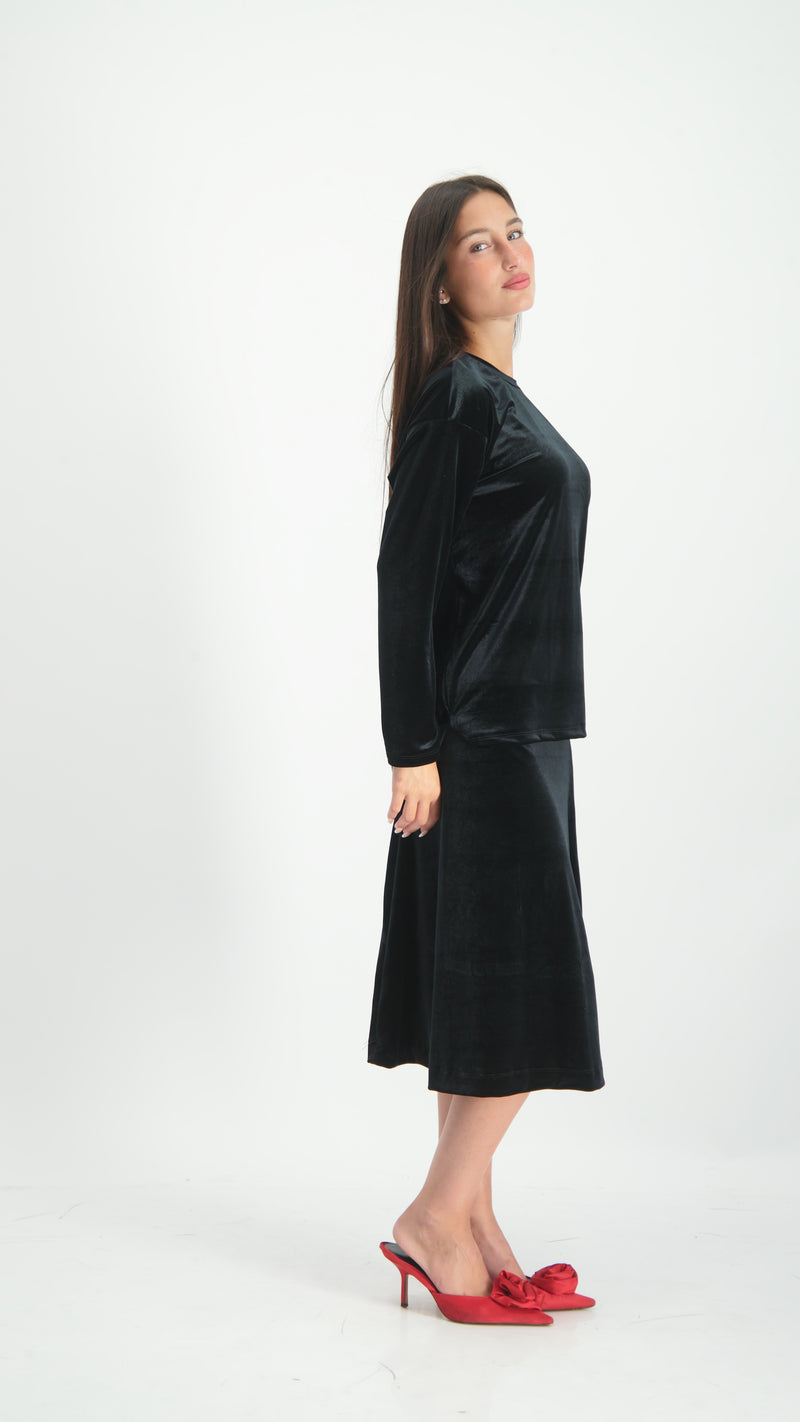 Velvet A-Line Skirt / Black